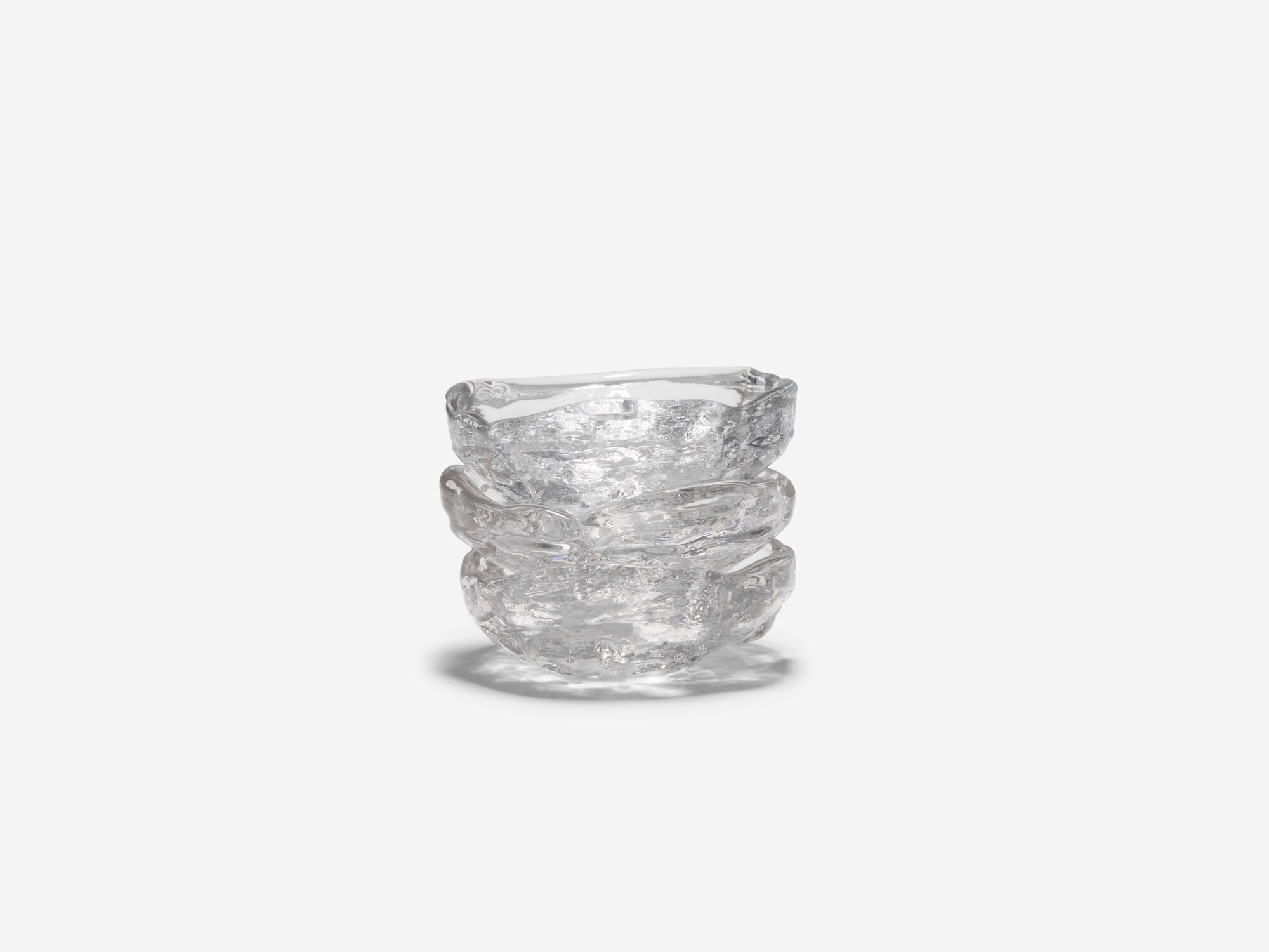 Small glass bowls stacked front view